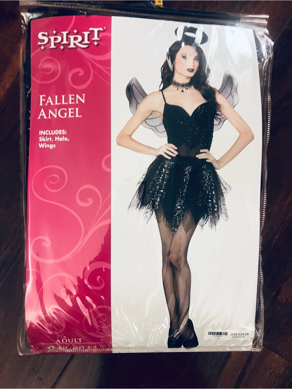 Spirit Women's Black Fallen Angel Costume Set with Halo & Wings